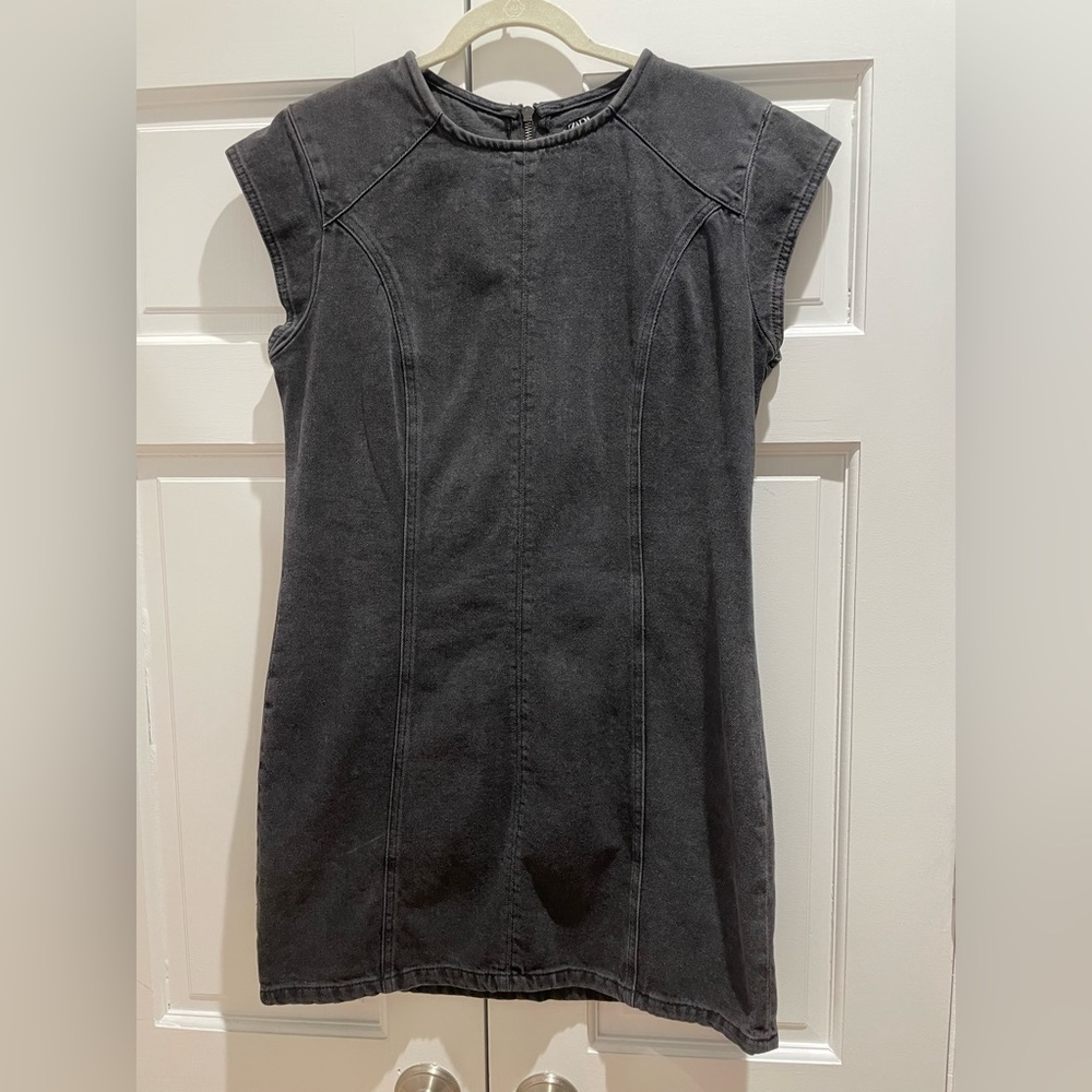 Zara Black Denim Dress (Size Large)